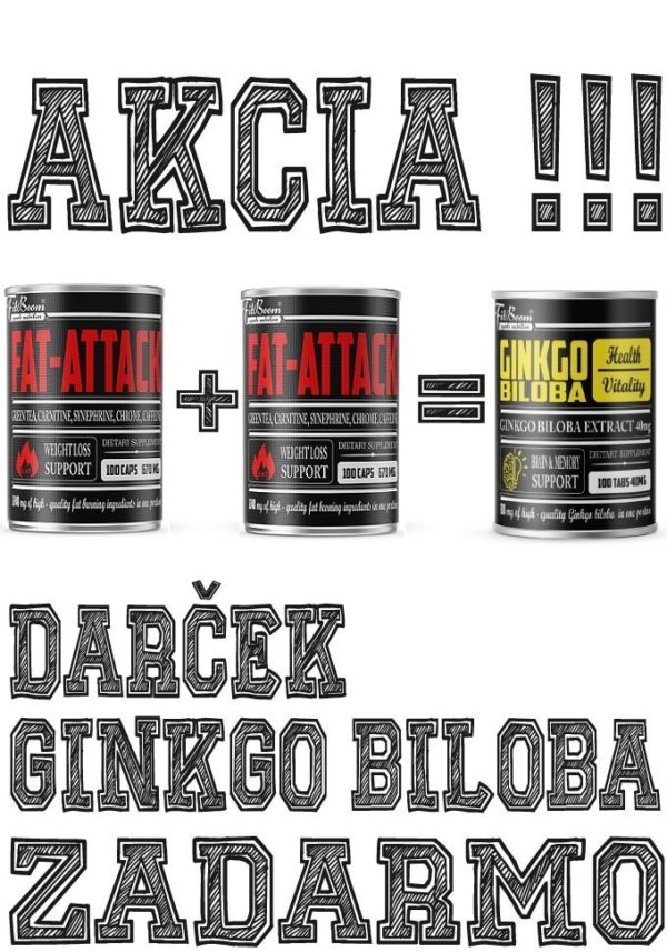 2+1 Zadarmo: Fat-Attack + Ginkgo Biloba Zadarmo – FitBoom 100 kaps. + 100 kaps. + 100 tbl. odhadovaná cena: 29,90 EUR