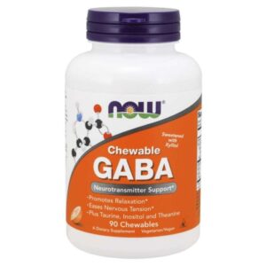 NOW GABA 500 mg + Taurin, Inositol a L-Theanin, 90 cmuľacích tabliet odhadovaná cena: 21.95 EUR