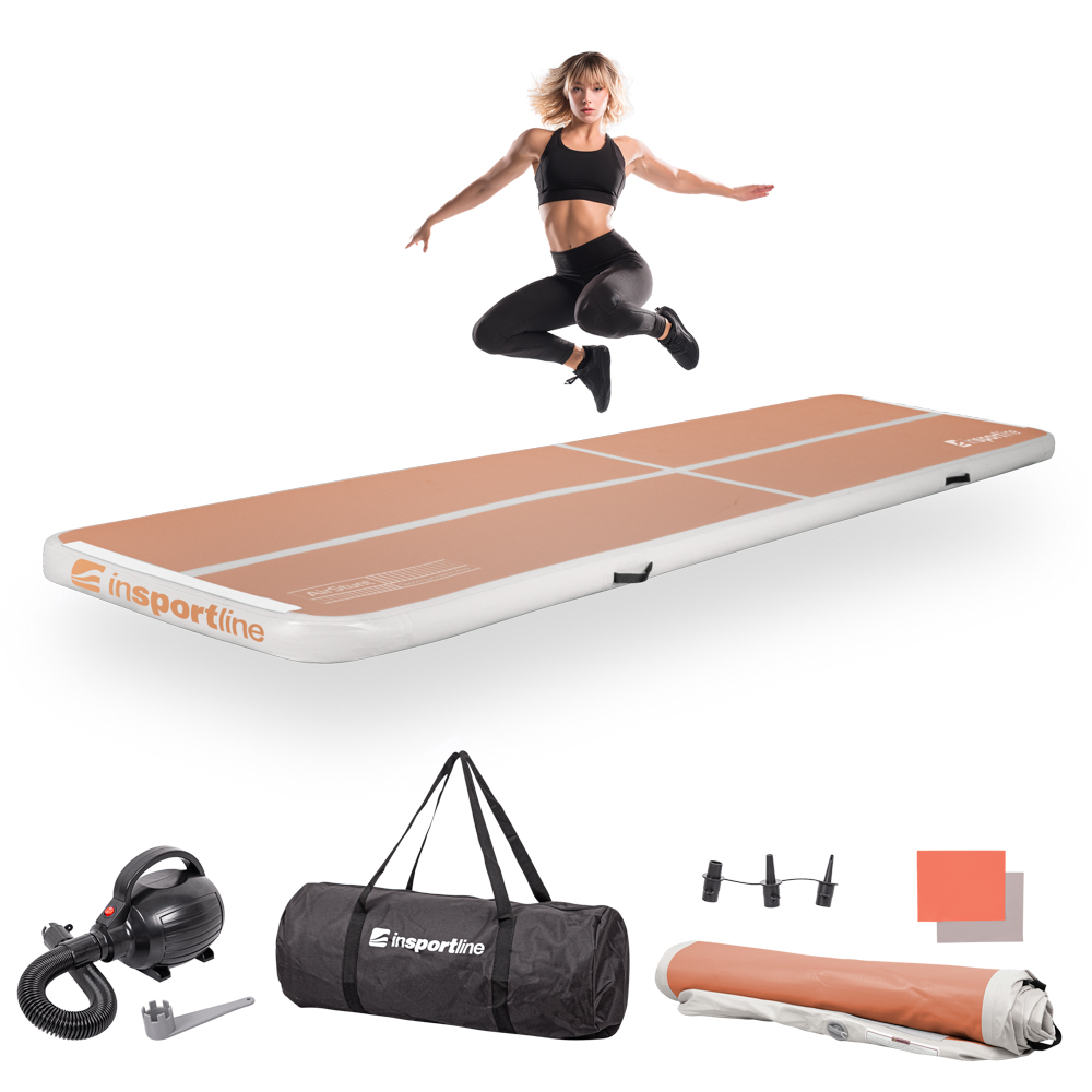 Airtrack inSPORTline Airstunt 400x100x10 cm mocha mousse s elektrickou pumpou odhadovaná cena: 194.9 EUR