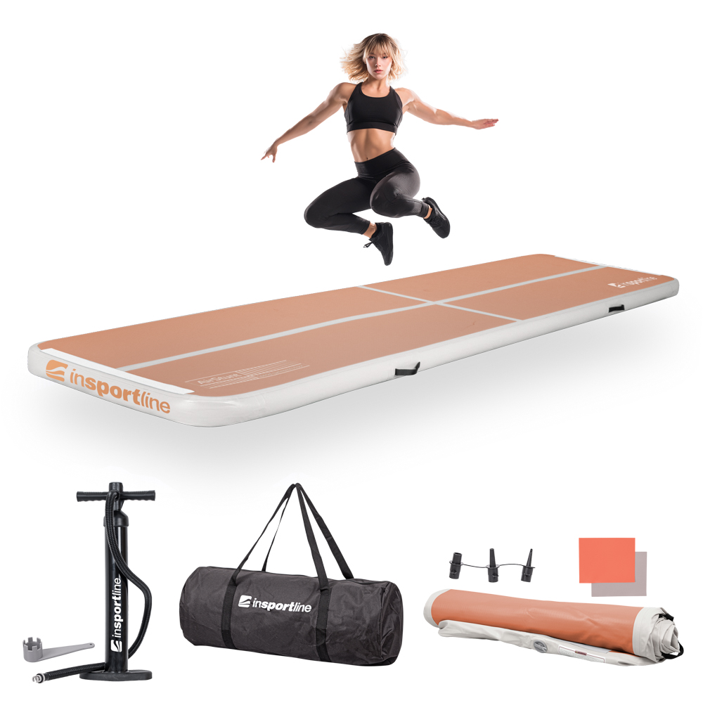 Airtrack inSPORTline Airstunt 400x100x10 cm mocha mousse s ručnou pumpou odhadovaná cena: 194.9 EUR