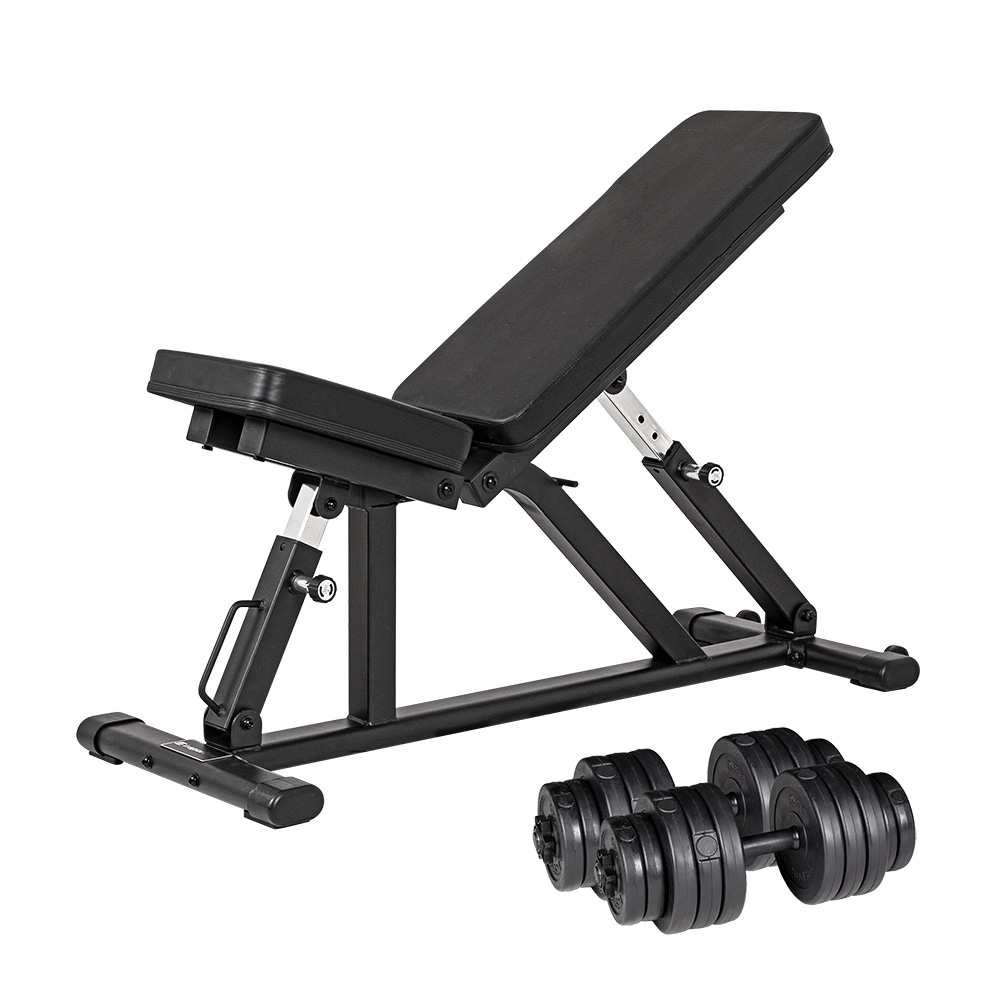 Nakladací činkový set s lavicou inSPORTline CEM 2x 3-20kg odhadovaná cena: 329.9 EUR