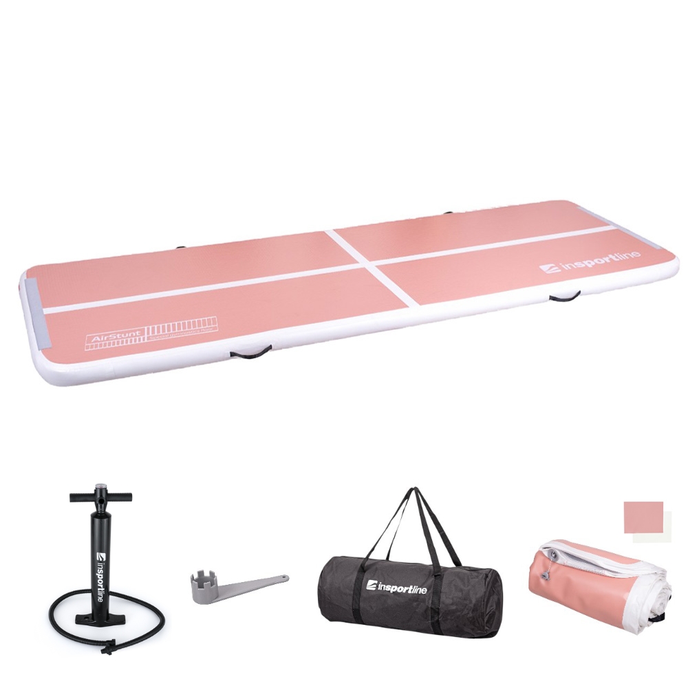Airtrack inSPORTline Airstunt 400x100x10 cm korálová ružová s ručnou pumpou odhadovaná cena: 184.9 EUR