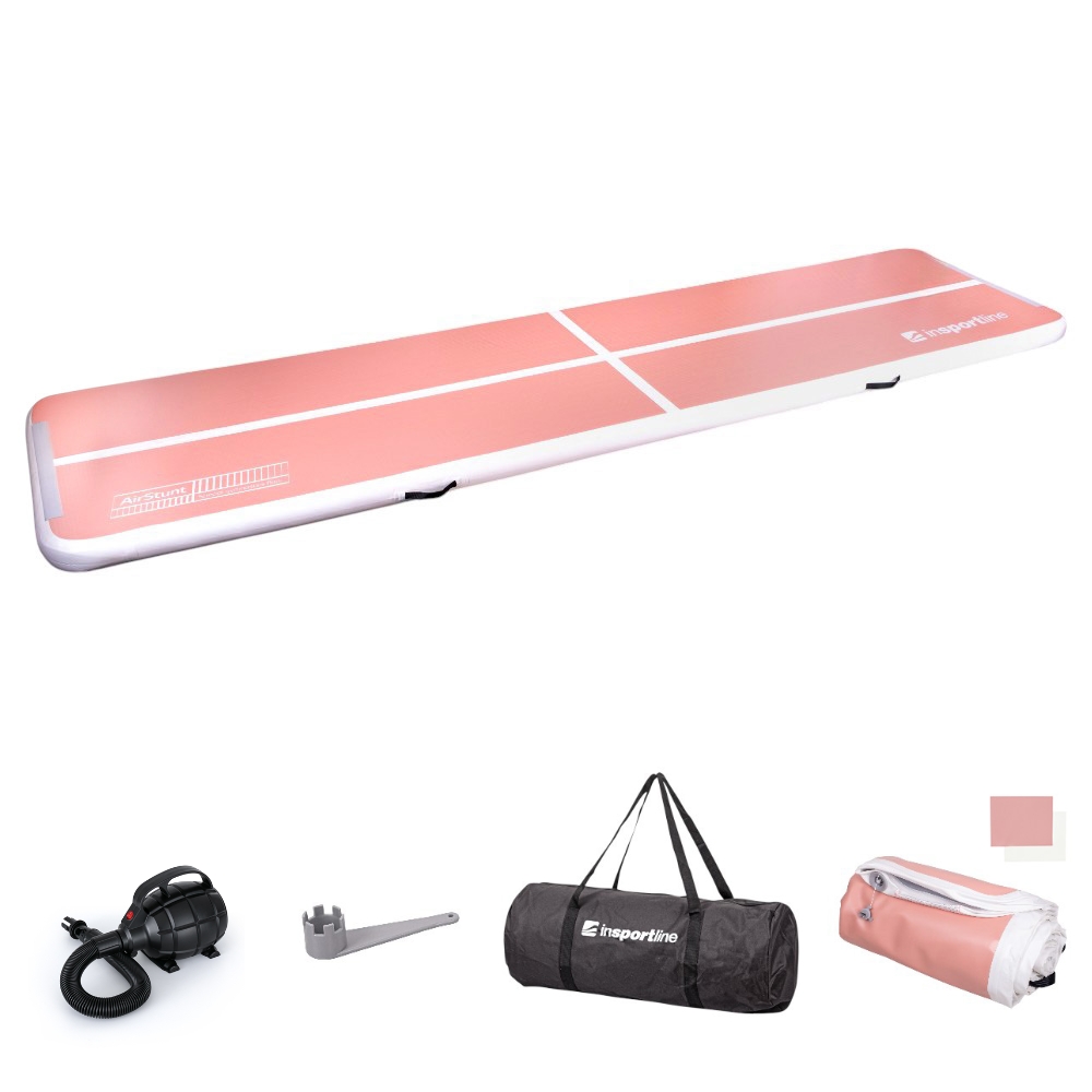 Airtrack inSPORTline Airstunt 500x100x10 cm korálová ružová s elektrickou pumpou odhadovaná cena: 229.9 EUR