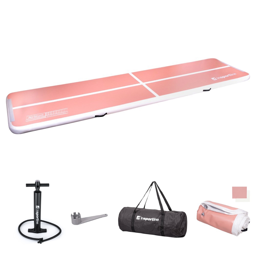 Airtrack inSPORTline Airstunt 500x100x10 cm korálová ružová s ručnou pumpou odhadovaná cena: 229.9 EUR