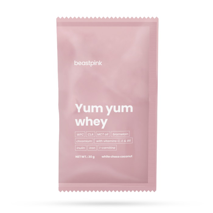 BeastPink Vzorka Yum Yum Whey biela čokoláda kokos odhadovaná cena: 1.3 EUR